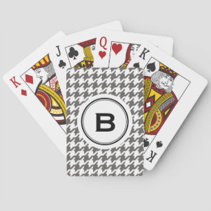 Jeu De Cartes Trendy classic grey houndstooth with monogram
