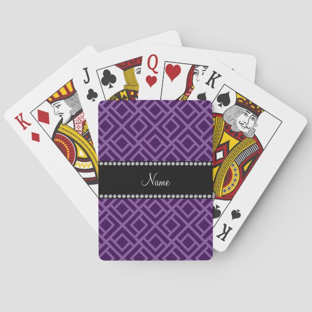 Jeu De Cartes Triangles d'entrelacement violet de nom personnali (dos)