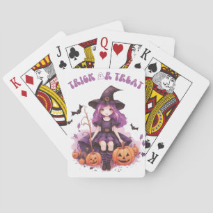 Jeu De Cartes Trick ou traiter la sorcière violette Citrouilles 