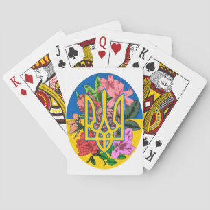 Jeu De Cartes Trident ukrainien et drapeau de l'Ukraine avec des