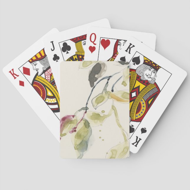 Jeu De Cartes Triptyque de branche feuille aquarelle (dos)