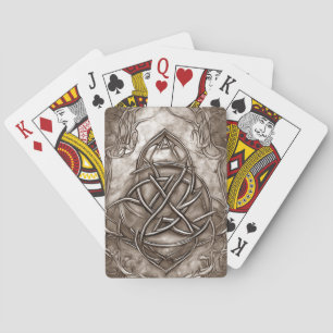 Jeu De Cartes Triquetra Trinity Knot Sepia Faux Tin métallique