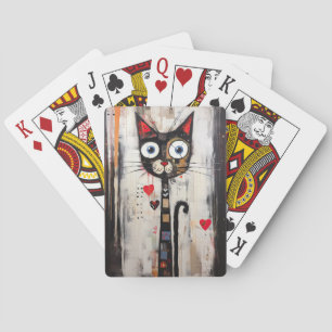 Jeu De Cartes Triste Chat Gros Yeux Peint