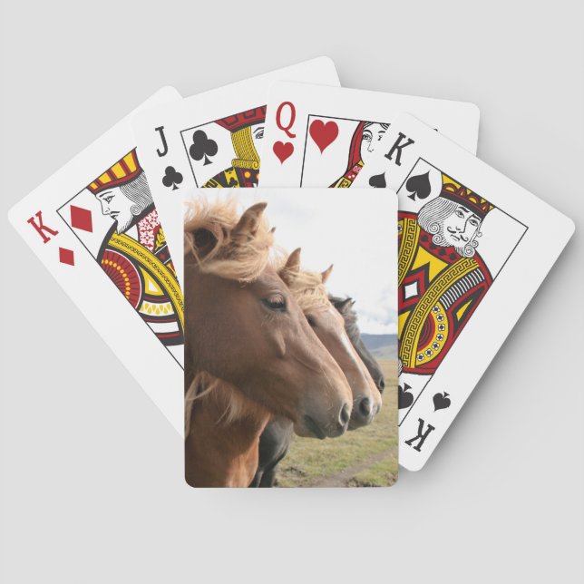 Jeu De Cartes Trois chevaux dans des cartes de jeu de rangée (dos)