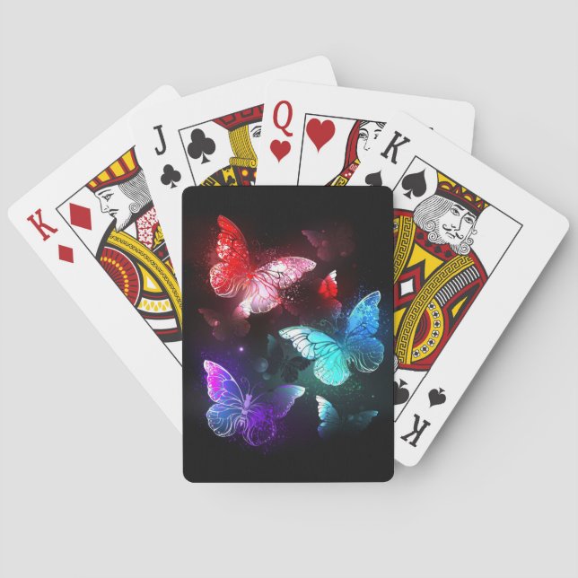 Jeu De Cartes Trois papillons brillants sur l'arrière - plan de  (dos)