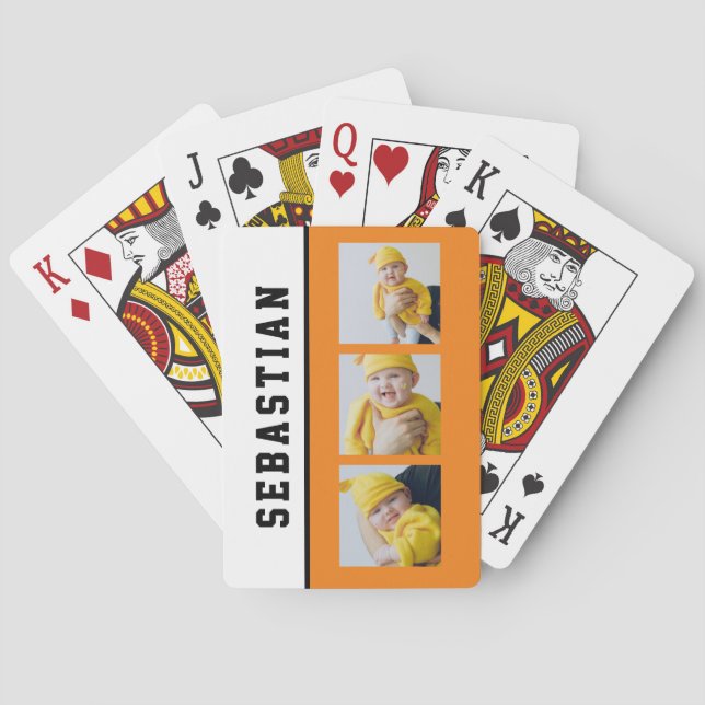 Jeu De Cartes Trois Photo Et Texte Personnalisés (dos)
