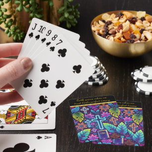 Jeu De Cartes Tropical Crosses et Flores Art