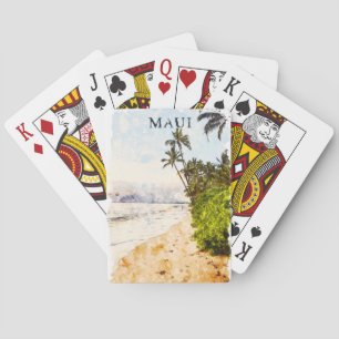 Jeu De Cartes Tropical Maui Hawaii Aquarelle Voyage