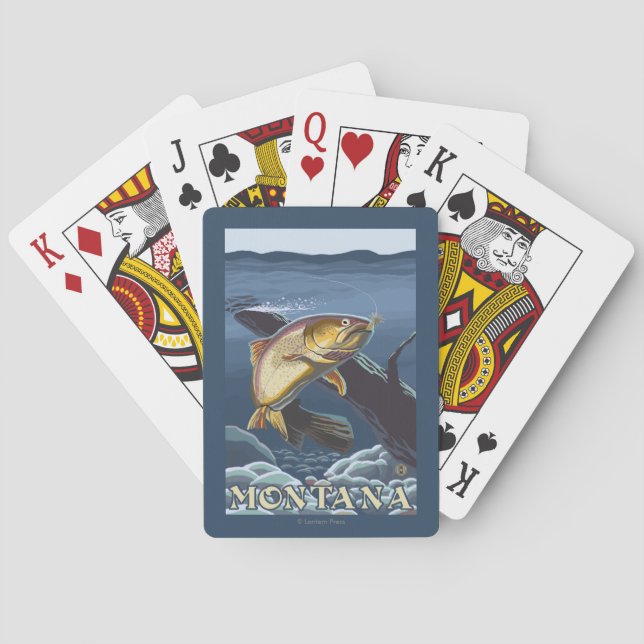 Jeu De Cartes Truite pêchant la section transversale - Montana (dos)