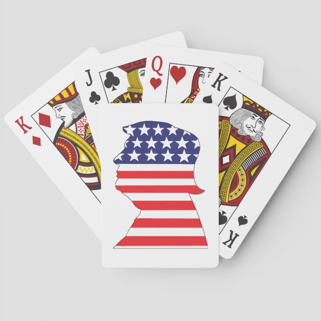 Jeu De Cartes Trump 2024 Silhouette étoiles et rayures (dos)
