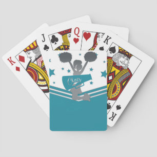 Jeu De Cartes Turquoise Blanc Étoiles Argent Cheer Cheer-leading