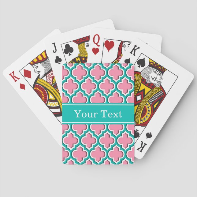 Jeu De Cartes Turquoise Blanc Marocain #5DS Nom Mon (dos)