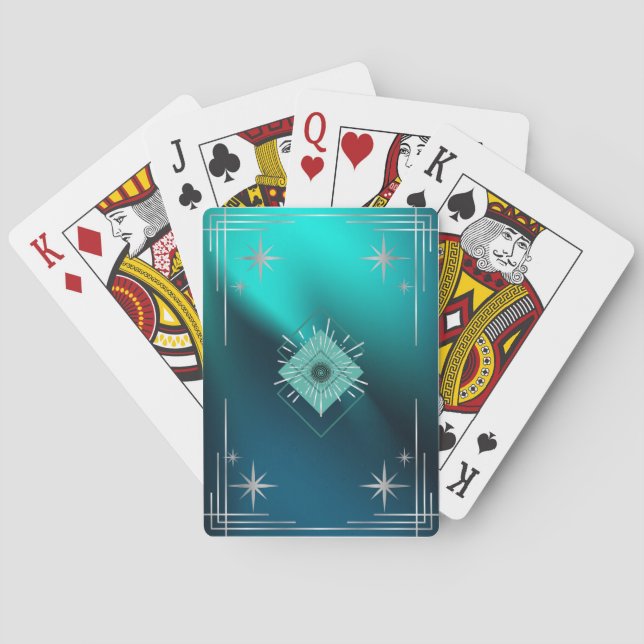 Jeu De Cartes Turquoise et diamants (dos)