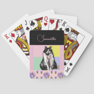 Jeu De Cartes Tuxedo Chat Chats Pastel Filles Roses Personnalisa