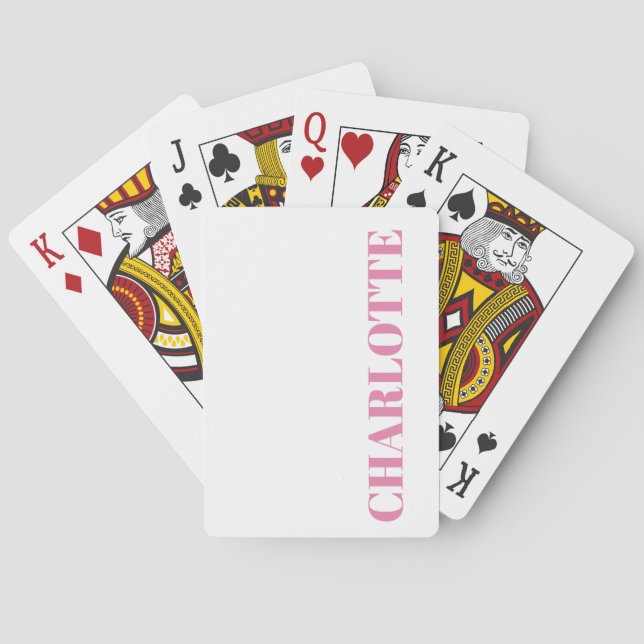 Jeu De Cartes Typographie en gras Nom rose personnalisé (dos)