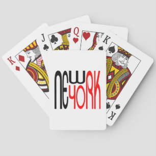 Jeu De Cartes Typographie New-York-Noire-Rouge