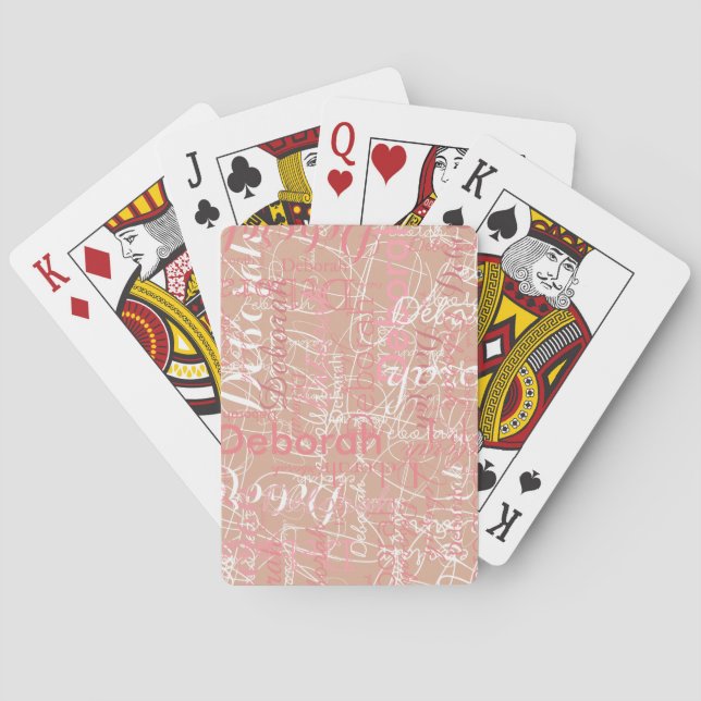 Jeu De Cartes Typographie Pinkish Noms Dusty Rose (dos)