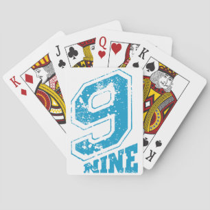 Jeu De Cartes Typographie Rétro Minimaliste bleu Numéro Neuf