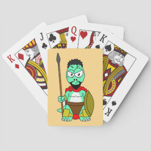 Jeu De Cartes Tyrannosaurus Rex Habillé Comme Leonidas.