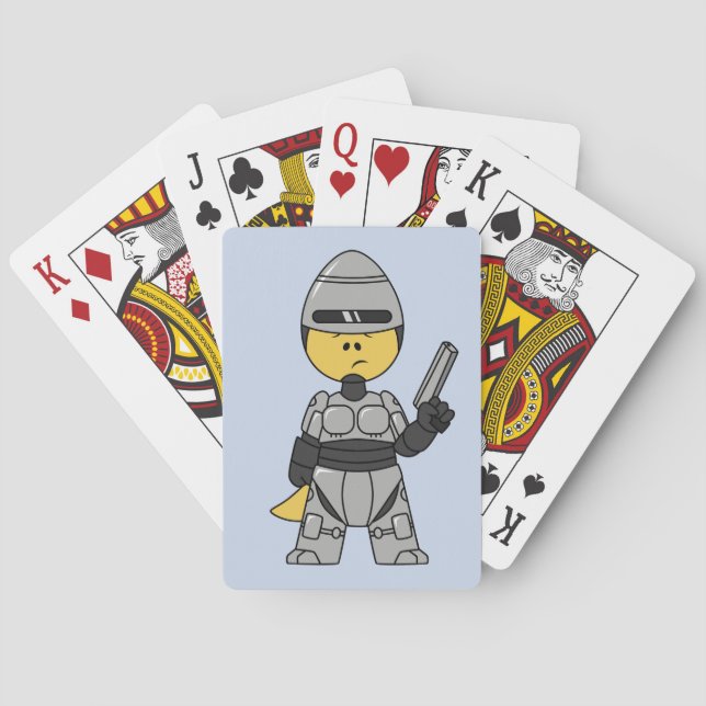 Jeu De Cartes Tyrannosaurus Rex Habillé Comme Robocop. (dos)