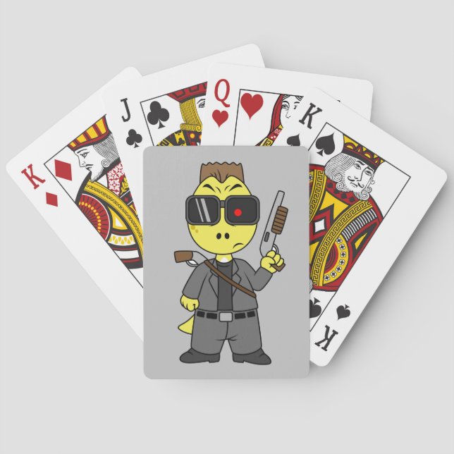 Jeu De Cartes Tyrannosaurus Rex Habillé Comme Terminator. (dos)