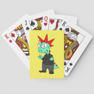 Jeu De Cartes Tyrannosaurus Rex Habillé Comme Un Punk.