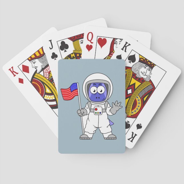 Jeu De Cartes Un astronaute parasaurolophus tient le drapeau amé (dos)