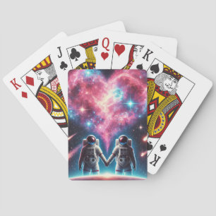 Jeu De Cartes Un astronaute romantique qui joue aux cartes
