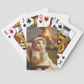 Jeu De Cartes Un chat fermier avec cartes Volcano