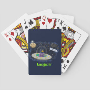 Jeu De Cartes Un joli poisson heureux dans l'espace dessin animé