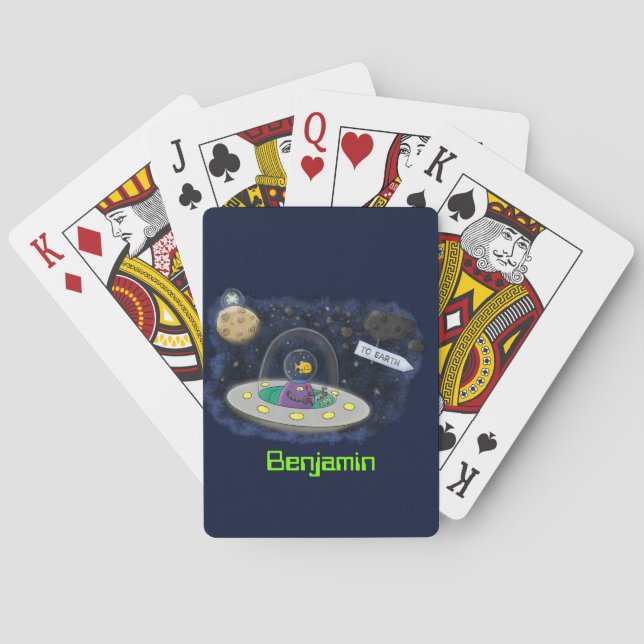 Jeu De Cartes Un joli poisson heureux dans l'espace dessin animé (dos)