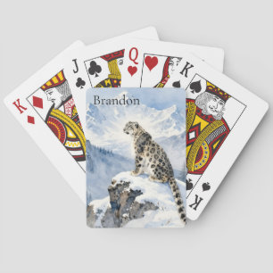 Jeu De Cartes Un léopard des neiges sur un sommet enneigé person