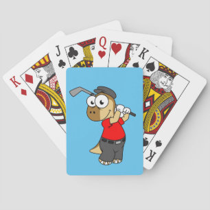 Jeu De Cartes Un Pachycéphalosaure Dinosaure Jouer Golf.