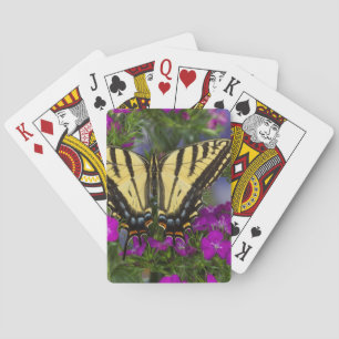 Jeu De Cartes Un papillon Viceroy sur des fleurs roses foncées