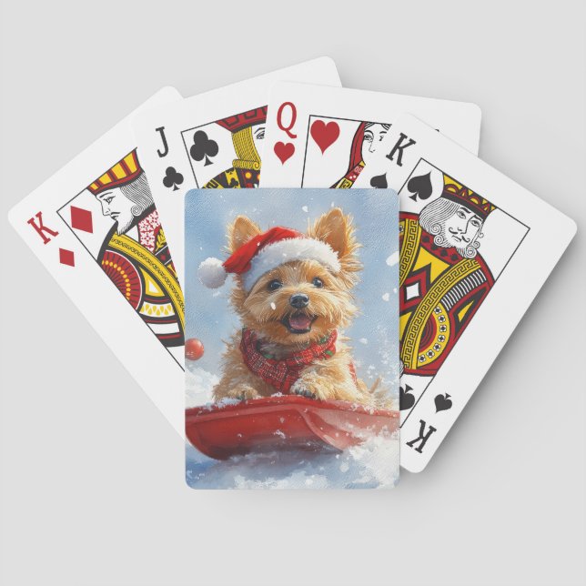 Jeu De Cartes Un Terrier australien à la luge, qu'il neige Noël (dos)
