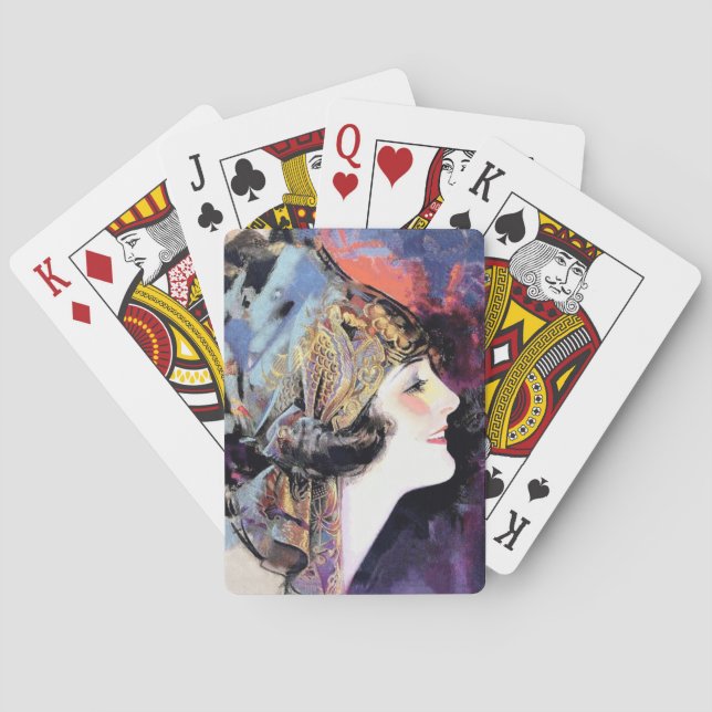 Jeu De Cartes Une femme Art déco à l'écharpe (dos)