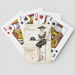 Jeu De Cartes Une Française Boire Du Vin Rouge