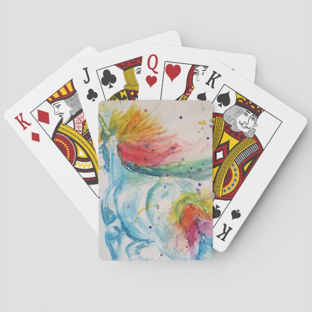 Jeu De Cartes Unicorn aquarelle peinture Rainbow Girls Jouer (dos)