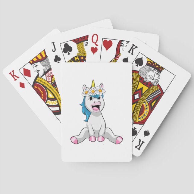 Jeu De Cartes Unicorn avec Flowers Daisy (dos)