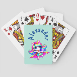 Jeu De Cartes Unicorn mignon super fille vert marine texte