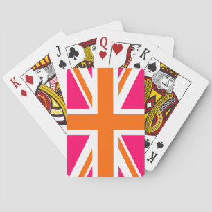Jeu De Cartes Union Jack rose et orange