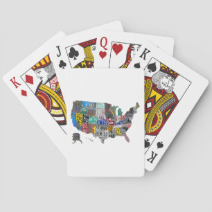 Jeu De Cartes US American United States Map Flag License Plate A