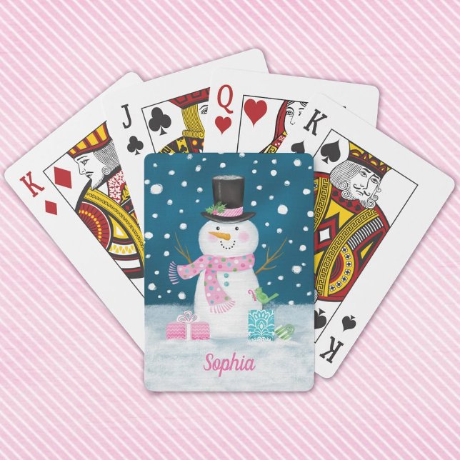 Jeu De Cartes Vacances hivernales motoneige (Cute snowman playing cards make a fun stocking stuffer. Personalize with your name.)