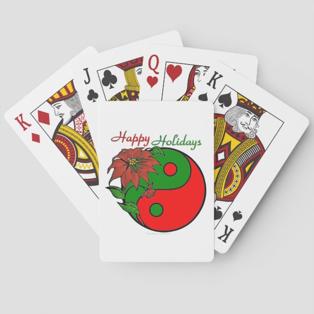 Jeu De Cartes Vacances Yin Yang Poinsettia Rouge Vert (dos)