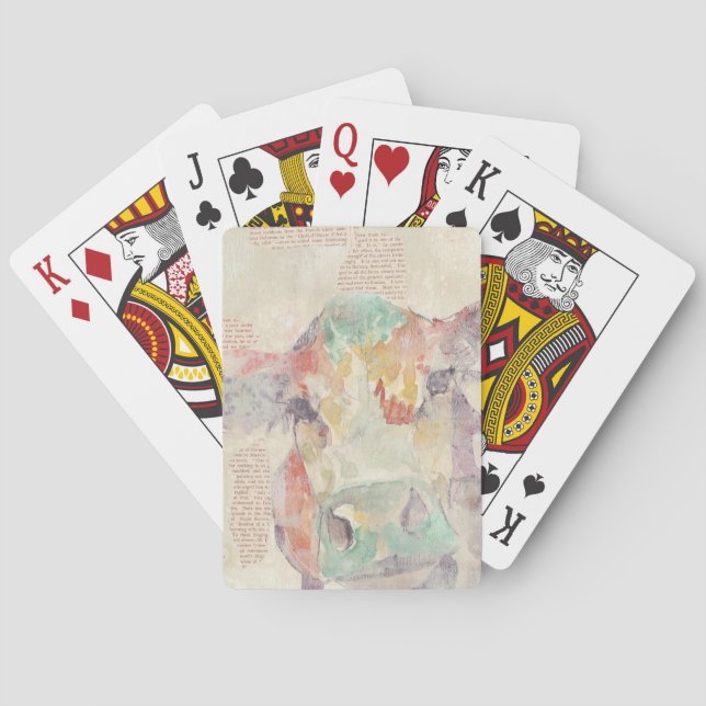 Jeu De Cartes Vache de collage de la ferme aquarelle (dos)
