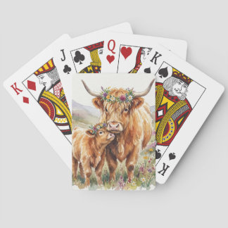 Jeu De Cartes Vache des Highlands Fleurie Mère et Veau Ferme Rus
