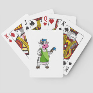 Jeu De Cartes Vache en peintre avec peinture et tablier