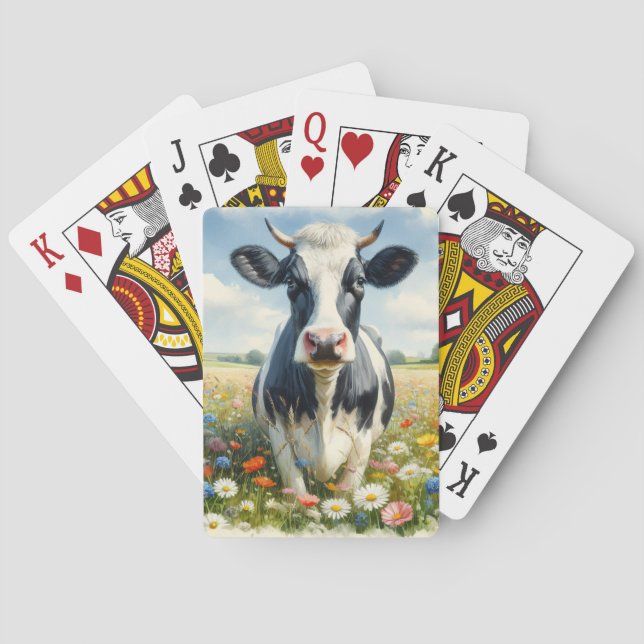 Jeu De Cartes Vache laitière fleur sauvage Holstein (dos)