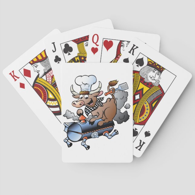 Jeu De Cartes Vache Montant Un BBQ Jouant Aux Cartes (dos)