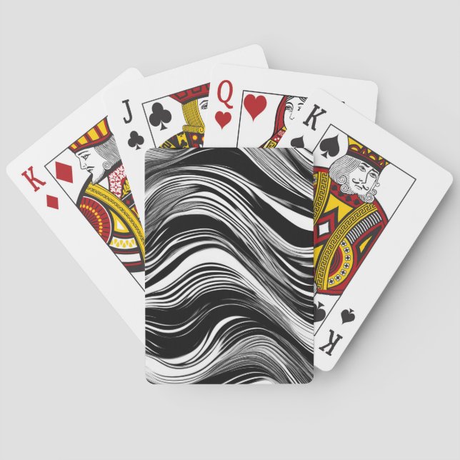 Jeu De Cartes Vague noire et blanche Abstraite (dos)